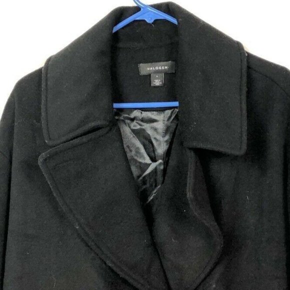 Halogen Womens Long Dress Coat Black Button Wool S - Picture 2 of 8